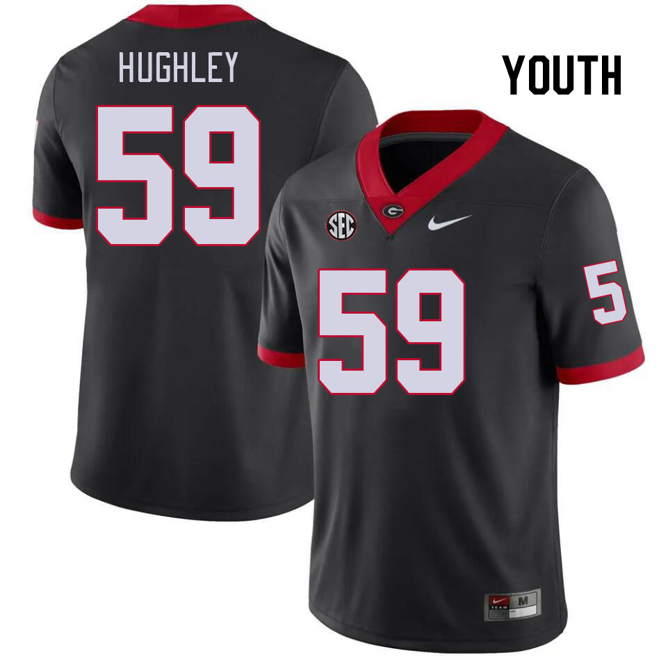 Youth #59 Bo Hughley Georgia Bulldogs College Football Jerseys Stitched Sale-Black